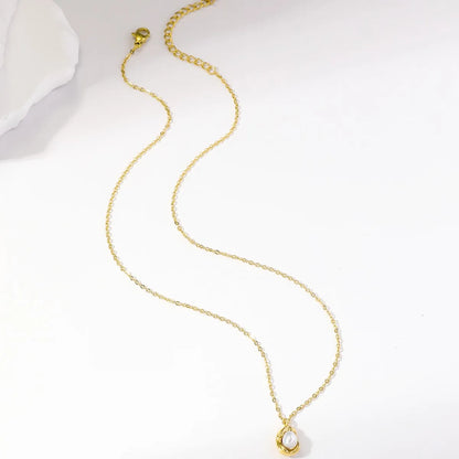 Simple Style Commute Irregular Stainless Steel Plating Inlay Pearl 18k Gold Plated Pendant Necklace