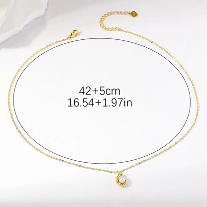 Simple Style Commute Irregular Stainless Steel Plating Inlay Pearl 18k Gold Plated Pendant Necklace