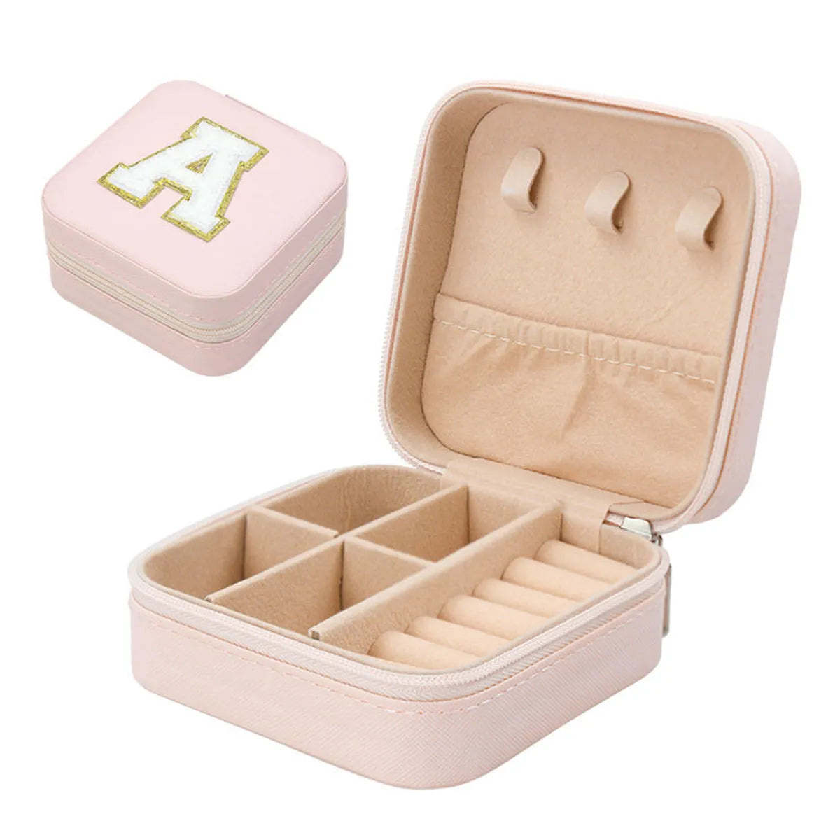 Simple Style Commute Letter Pu Leather Jewelry Boxes