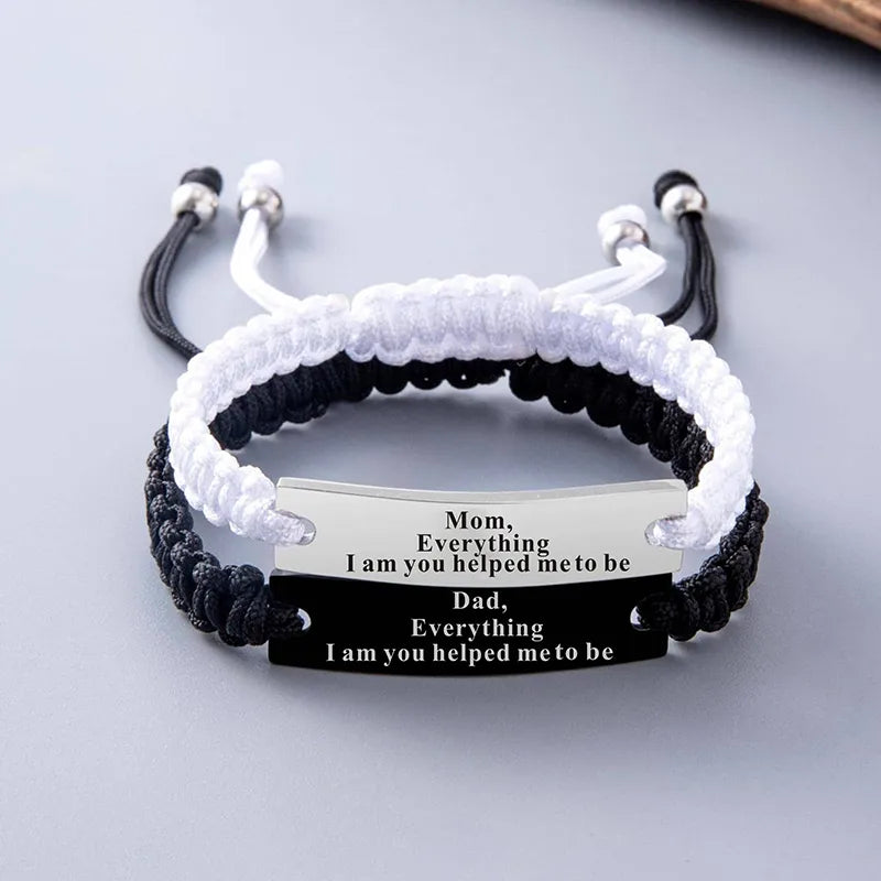 Simple Style Commute Letter Silver Plated Black Plated 304 Stainless Steel Rope Wholesale Drawstring Bracelets