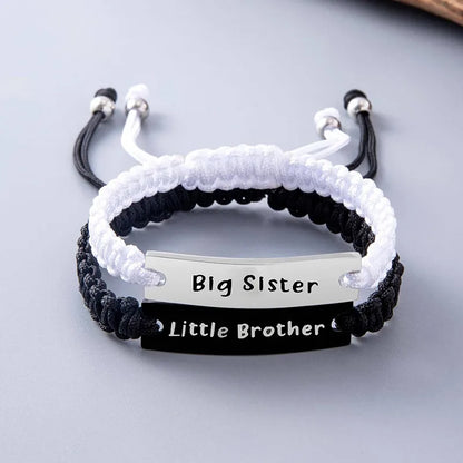 Simple Style Commute Letter Silver Plated Black Plated 304 Stainless Steel Rope Wholesale Drawstring Bracelets