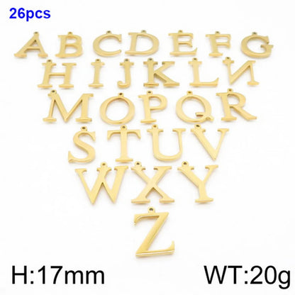 1 Piece Stainless Steel 18K Gold Plated Letter