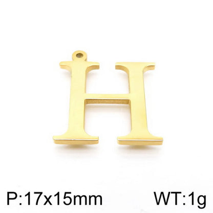 1 Piece Stainless Steel 18K Gold Plated Letter