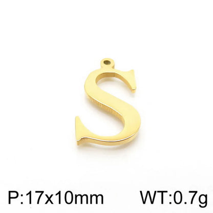 1 Piece Stainless Steel 18K Gold Plated Letter