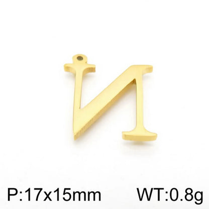 1 Piece Stainless Steel 18K Gold Plated Letter