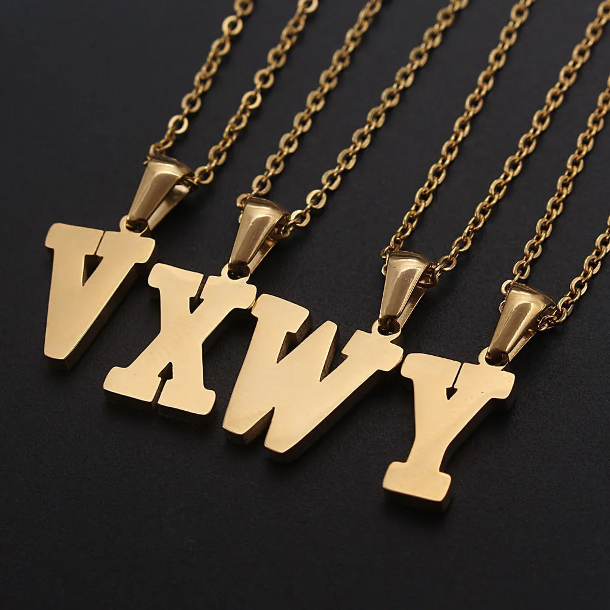 Simple Style Commute Letter Stainless Steel Plating Inlay Shell Gold Plated Pendant Necklace