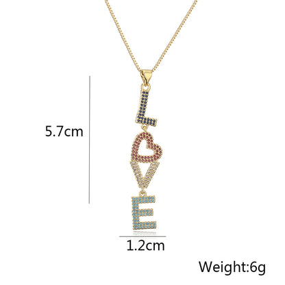 Simple Style Commute Love Copper 18k Gold Plated Zircon Pendant Necklace In Bulk