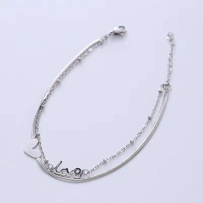 Simple Style Commute Love Heart Shape 304 Stainless Steel Bracelets In Bulk