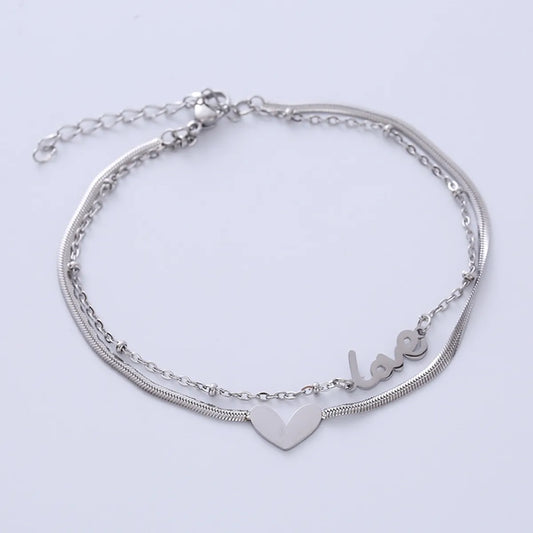 Simple Style Commute Love Heart Shape 304 Stainless Steel Bracelets In Bulk