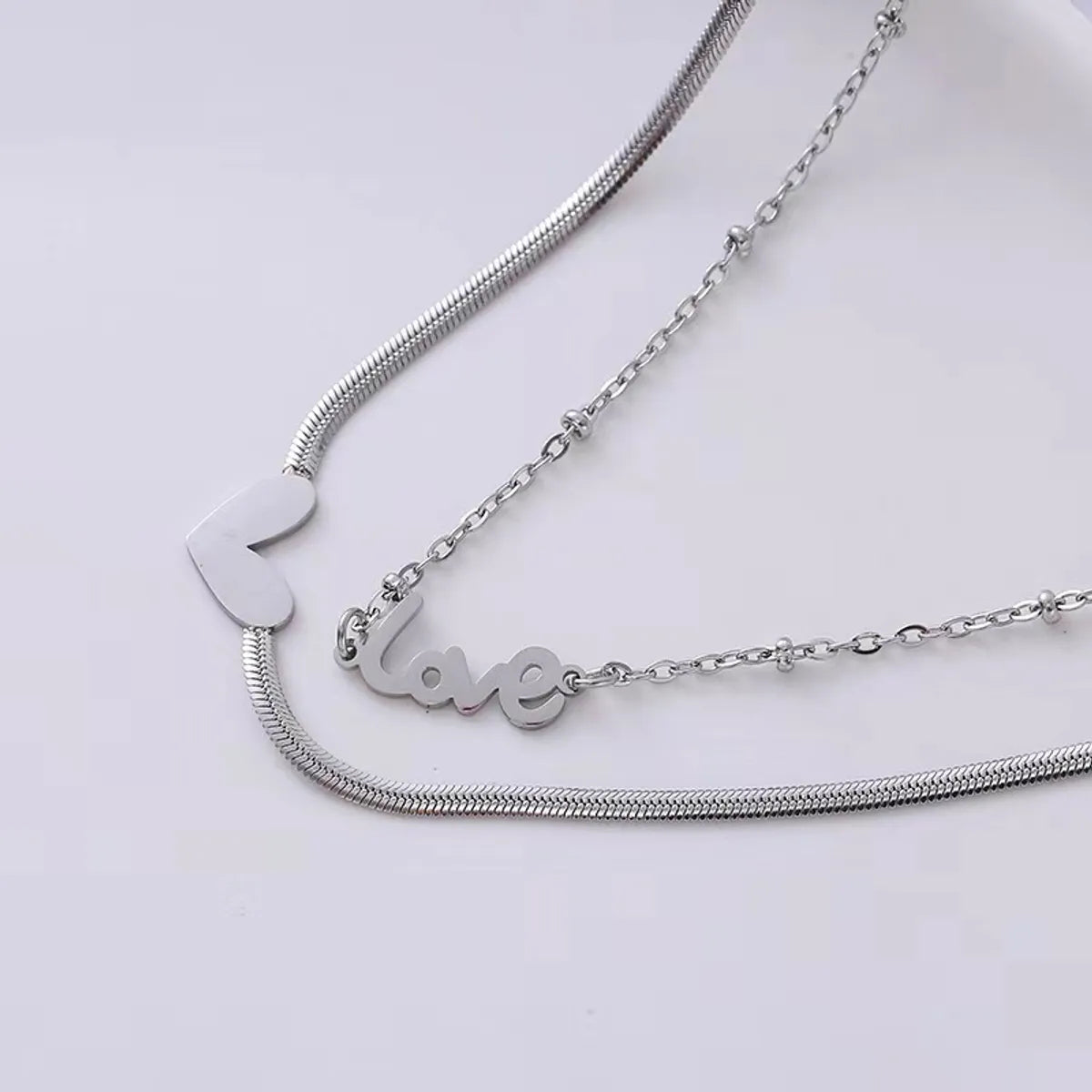 Simple Style Commute Love Heart Shape 304 Stainless Steel Bracelets In Bulk