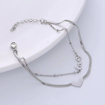 Simple Style Commute Love Heart Shape 304 Stainless Steel Bracelets In Bulk