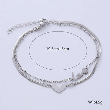 Simple Style Commute Love Heart Shape 304 Stainless Steel Bracelets In Bulk