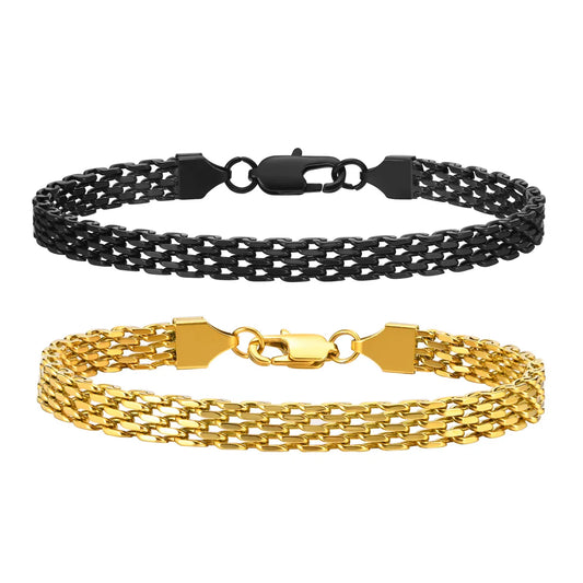 Simple Style Commute Mesh 201 Stainless Steel Plating Braid 18K Gold Plated Men'S Bracelets