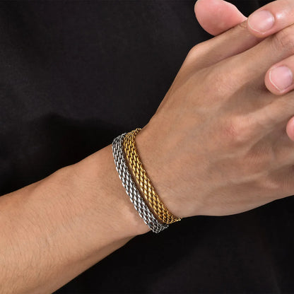 Simple Style Commute Mesh 201 Stainless Steel Plating Braid 18K Gold Plated Men'S Bracelets