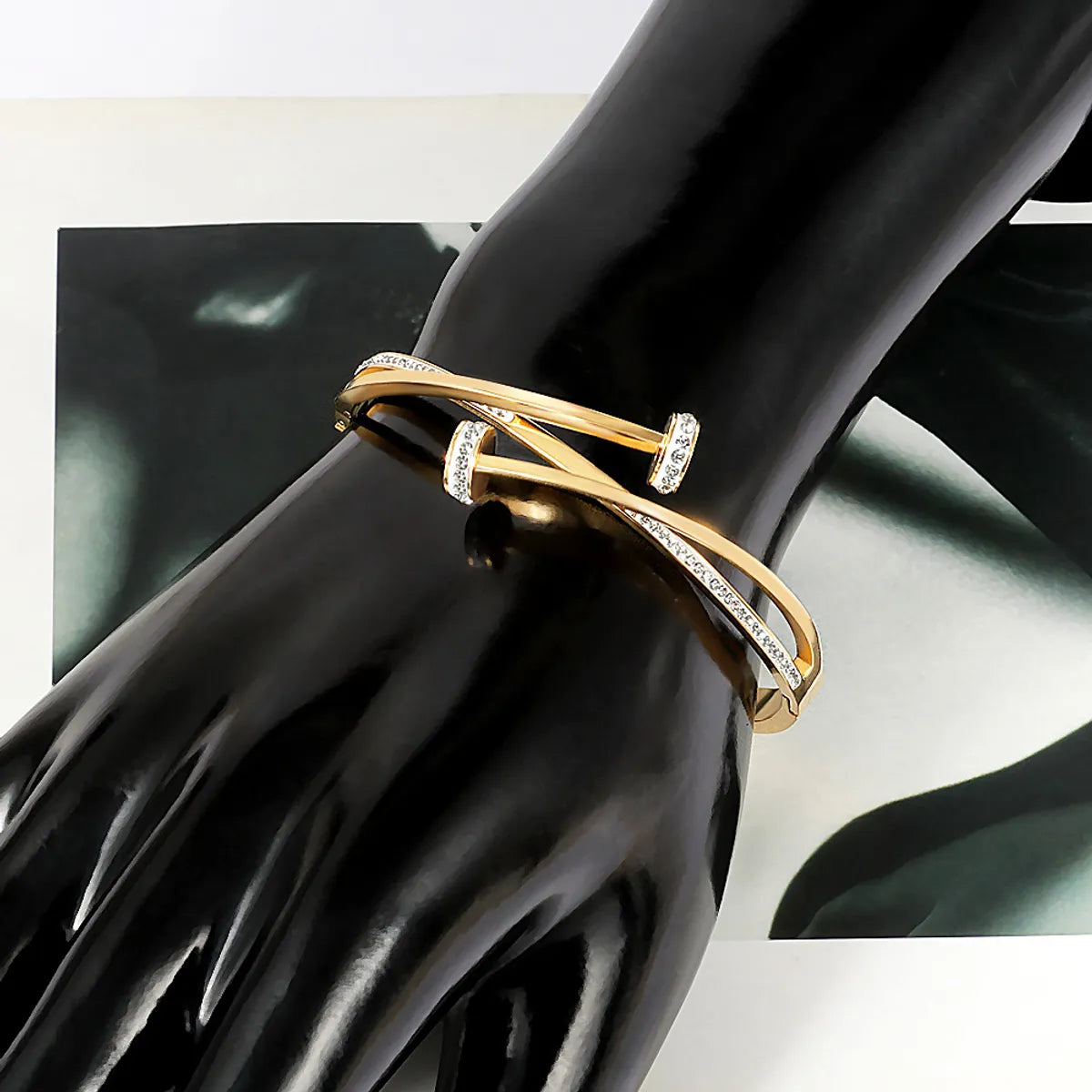 Simple Style Commute Nail Titanium Steel Plating Inlay Bangle