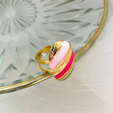 Wholesale Jewelry Simple Style Commute Oval 304 Stainless Steel 14K Gold Plated Enamel Plating Open Rings