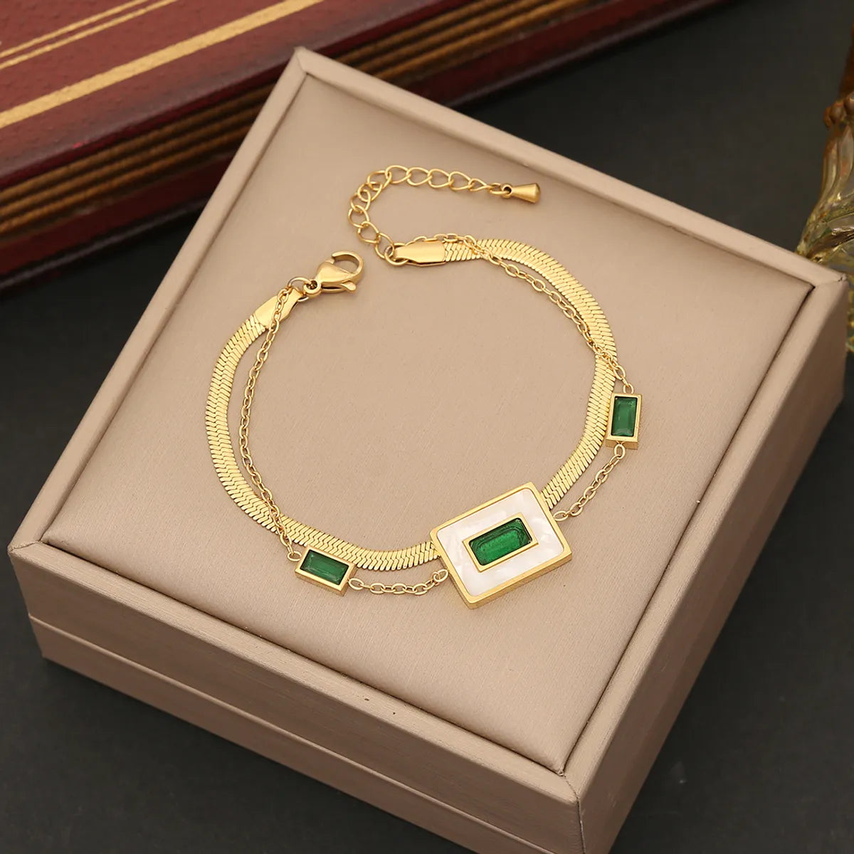 Wholesale Simple Style Commute Rectangle Stainless Steel Plating Inlay Zircon Bracelets Earrings Necklace