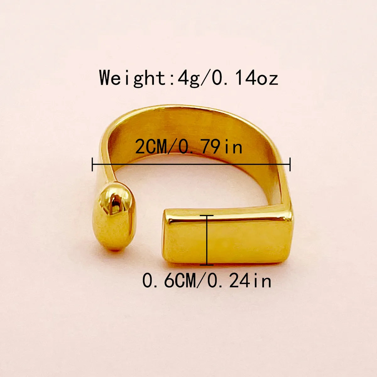 Simple Style Commute Rectangle Stainless Steel Polishing Plating Gold Plated Rings