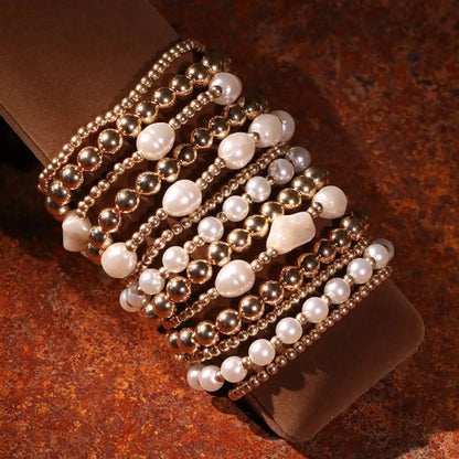 Simple Style Commute Round ABS Imitation Pearl Wholesale Bracelets