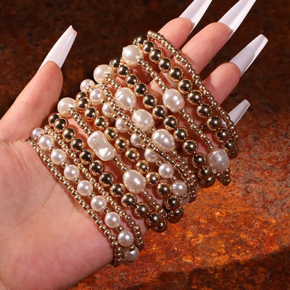 Simple Style Commute Round ABS Imitation Pearl Wholesale Bracelets