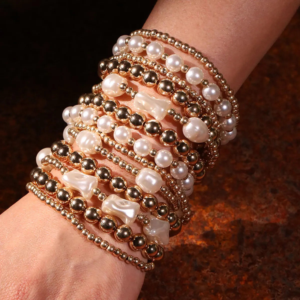 Simple Style Commute Round ABS Imitation Pearl Wholesale Bracelets