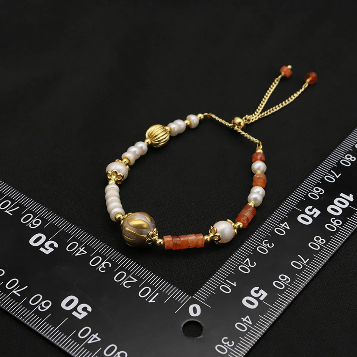 Simple Style Commute Round Freshwater Pearl Copper Beaded Plating Pearl 18k Gold Plated Bracelets