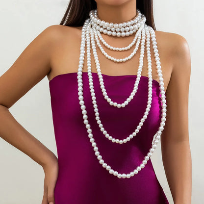 Simple Style Commute Round Imitation Pearl Beaded Women'S Necklace