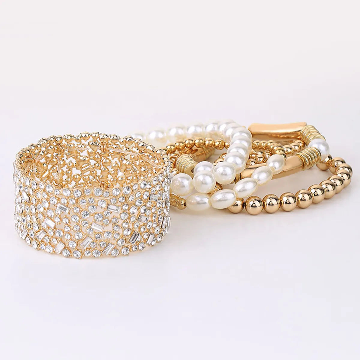 Simple Style Commute Round Oval ABS Imitation Pearl Rhinestone Wholesale Bracelets