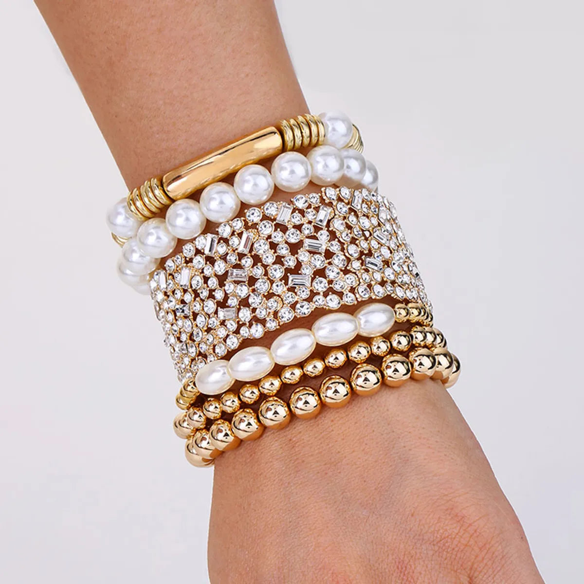 Simple Style Commute Round Oval ABS Imitation Pearl Rhinestone Wholesale Bracelets