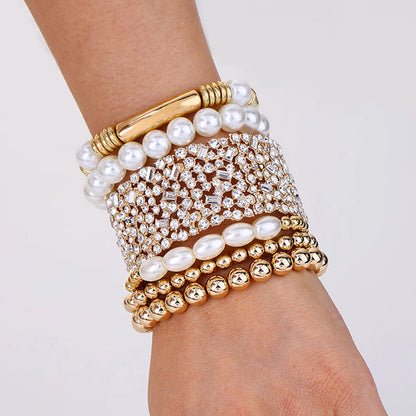 Simple Style Commute Round Oval ABS Imitation Pearl Rhinestone Wholesale Bracelets