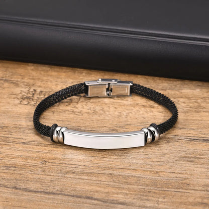 201 Stainless Steel 18K Gold Plated Simple Style Commute Plating Solid Color ID Bracelet