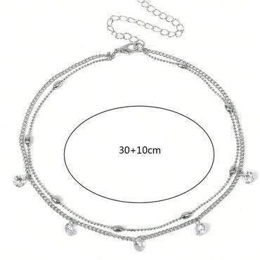 Simple Style Commute Solid Color Alloy Wholesale Layered Necklaces