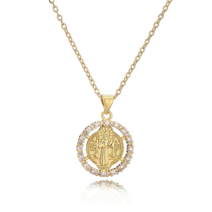 Simple Style Commute Solid Color Copper Plating Inlay Zircon 18k Gold Plated Pendant Necklace