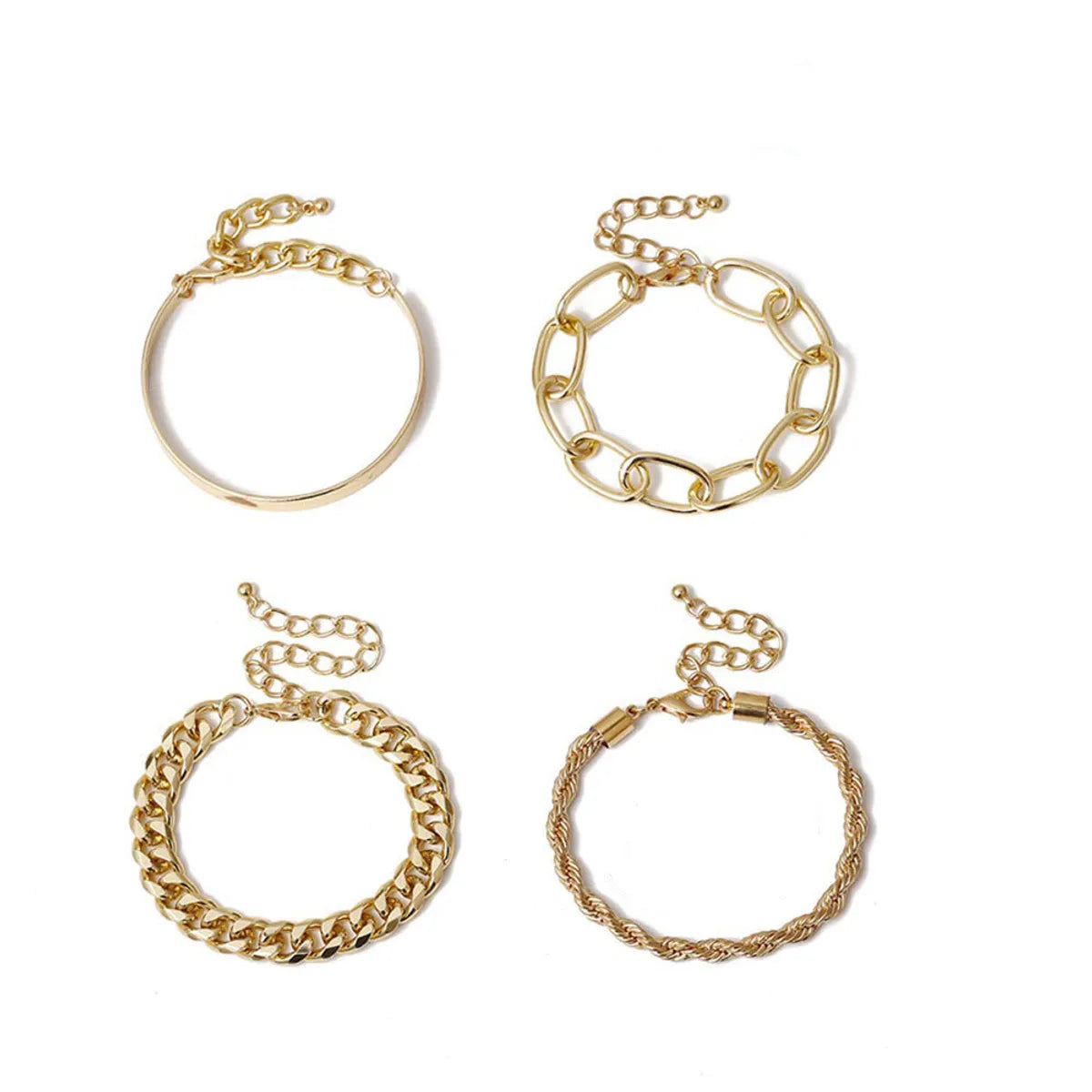 Simple Style Commute Solid Color Gold Plated Alloy Wholesale Bracelets