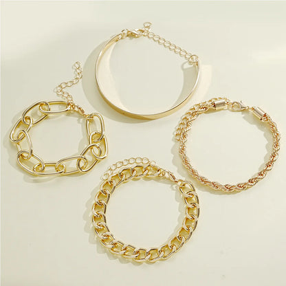 Simple Style Commute Solid Color Gold Plated Alloy Wholesale Bracelets