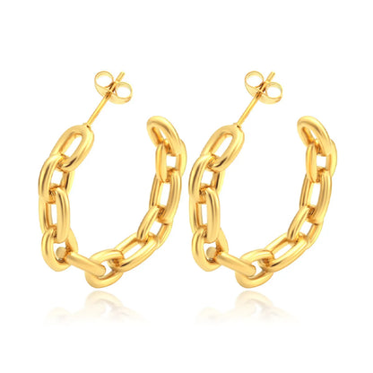 Simple Style Commute Solid Color Plating 201 Stainless Steel 18K Gold Plated Earrings