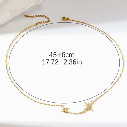 Simple Style Commute Solid Color Stainless Steel Inlay Zircon 14k Gold Plated Necklace