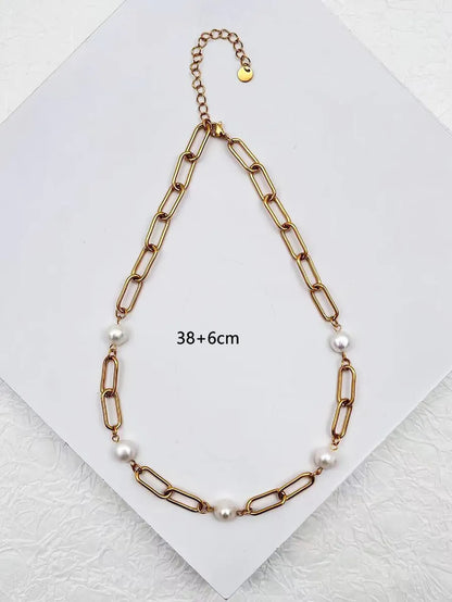 Simple Style Commute Solid Color Stainless Steel Plating 18k Gold Plated Necklace