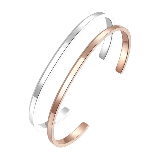 Simple Style Commute Solid Color Stainless Steel Plating Gold Plated Cuff Bracelets