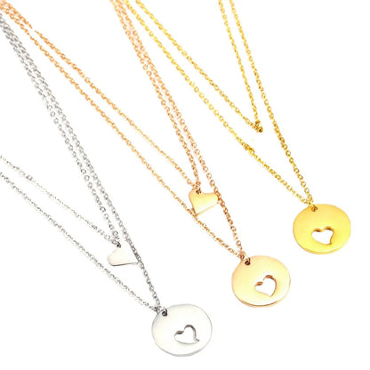 Simple Style Commute Solid Color Stainless Steel Plating Gold Plated Layered Necklaces