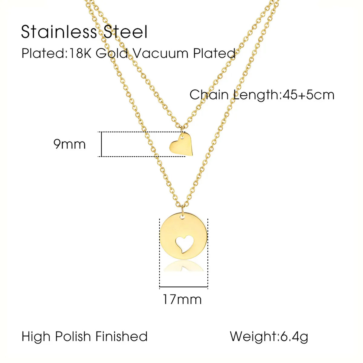 Simple Style Commute Solid Color Stainless Steel Plating Gold Plated Layered Necklaces