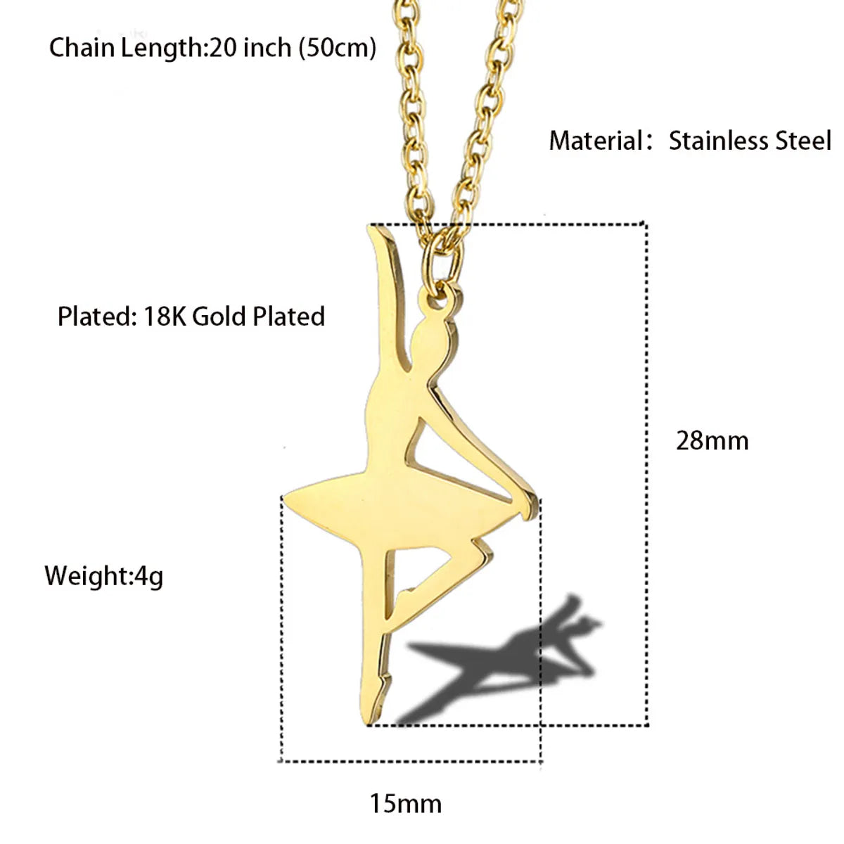 Simple Style Commute Solid Color Stainless Steel Plating Gold Plated Pendant Necklace