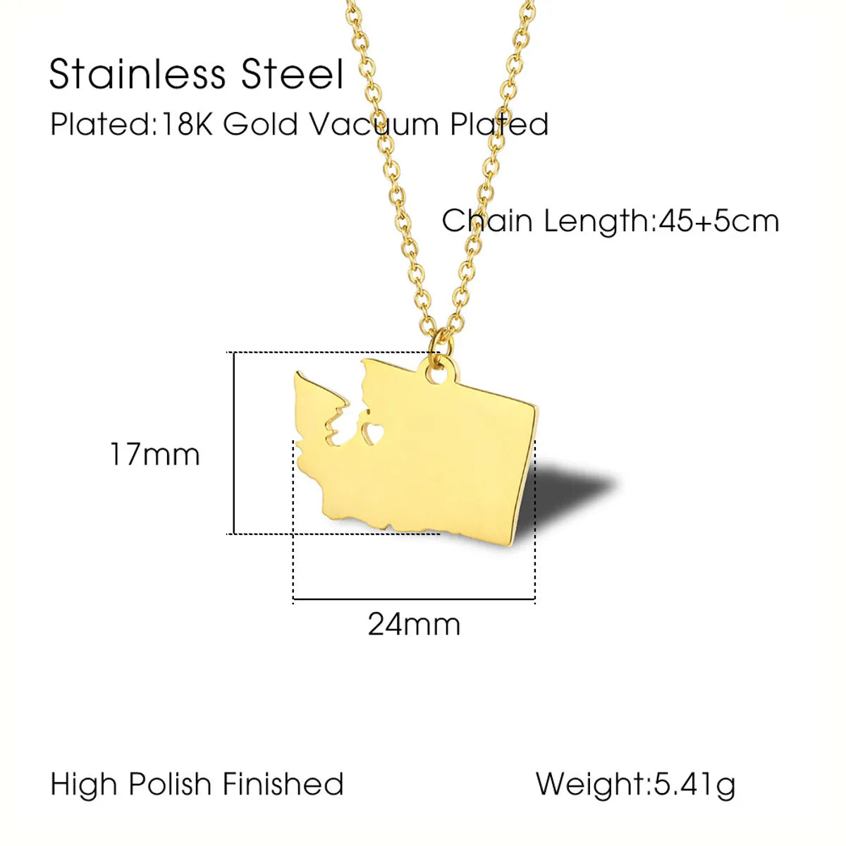 Simple Style Commute Solid Color Stainless Steel Plating Gold Plated Pendant Necklace