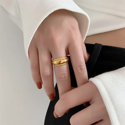 Simple Style Commute Solid Color Stainless Steel Plating Gold Plated Rings