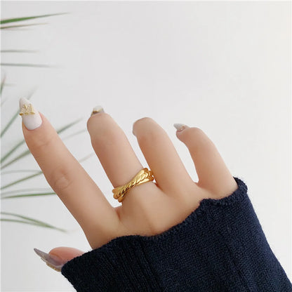 Simple Style Commute Solid Color Stainless Steel Plating Gold Plated Rings