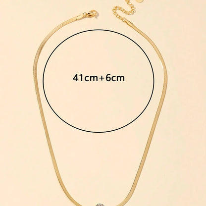 304 Stainless Steel 18K Gold Plated Simple Style Commute Plating Inlay Solid Color Artificial Diamond Necklace