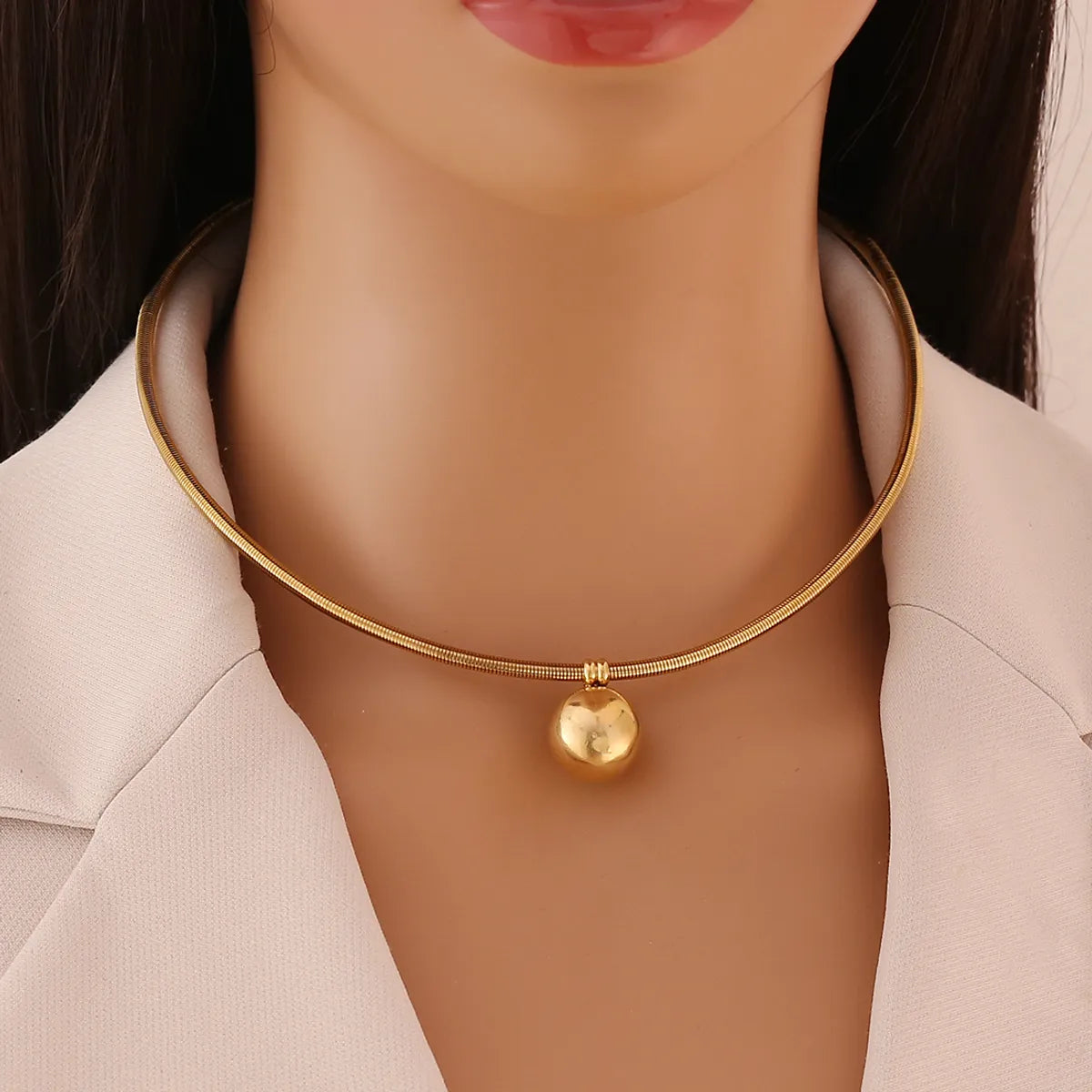 Simple Style Commute Solid Color Stainless Steel Plating Necklace