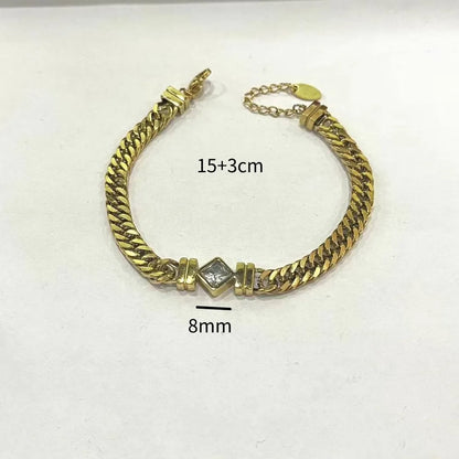 201 Stainless Steel 304 Stainless Steel Titanium Steel Gold Plated Simple Style Commute Inlay Solid Color Bracelets Necklace