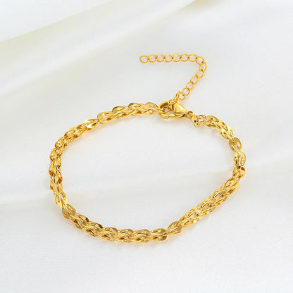 Simple Style Commute Solid Color Titanium Steel Plating 18k Gold Plated Bracelets Necklace