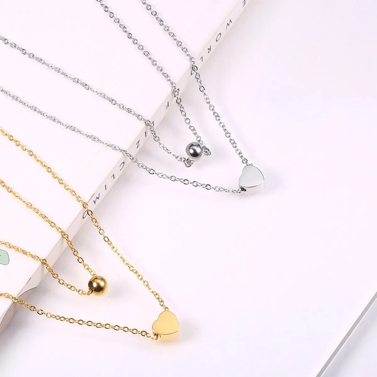 Simple Style Commute Solid Color Titanium Steel Plating Gold Plated Layered Necklaces